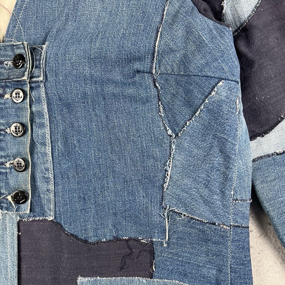 Vintage 70s Patchwork Jacket Small Medium Blue De… - image 3